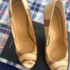 Chic Tan Peep-Toe Heels